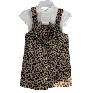 Rachel Zoe Kids 3pc Set Leopard‎ Jumper Dress Mock Neck Top Headband Size 4 NEW